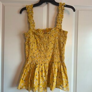 kate spade Yellow Floral Smocked Peplum Camisole